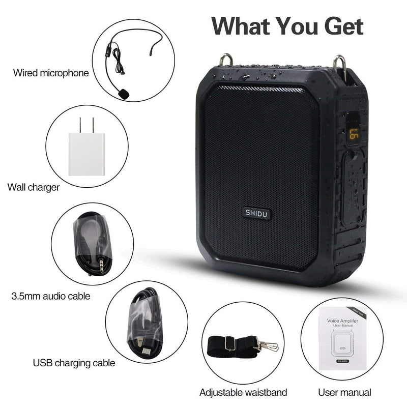  [AUSTRALIA] - Voice Amplifier Headset Microphone, 18W Portable Microphone with Waterproof Speaker, 4400mah Rechargeable Portable Voice Amp for Teachers, Classroom, Singing, Presentation etc Black