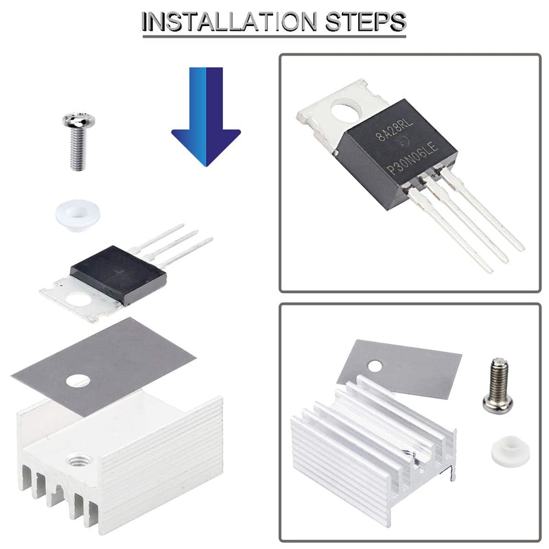  [AUSTRALIA] - Youmile 20pcs RFP30N06LE Mosfet Transistor 30A 60V N-Channel Power MOSFET Transistor ESD Rated TO-220 with Heatsink Screw Washer Rubber Silicone Screwdriver for Arduino