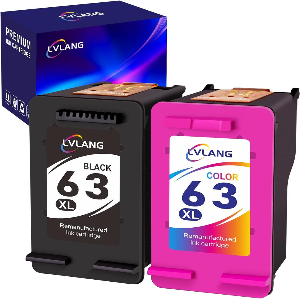  [AUSTRALIA] - 63XL Black/Tri-Color Ink Cartridges High Yield Replacement for HP 63 XL Combo Pack Ink Works with Envy 4512,4520; OfficeJet 3830,4652,4650,5252; DeskJet 2130 2132 3630 Printer (1 Black,1 Tri-Color)