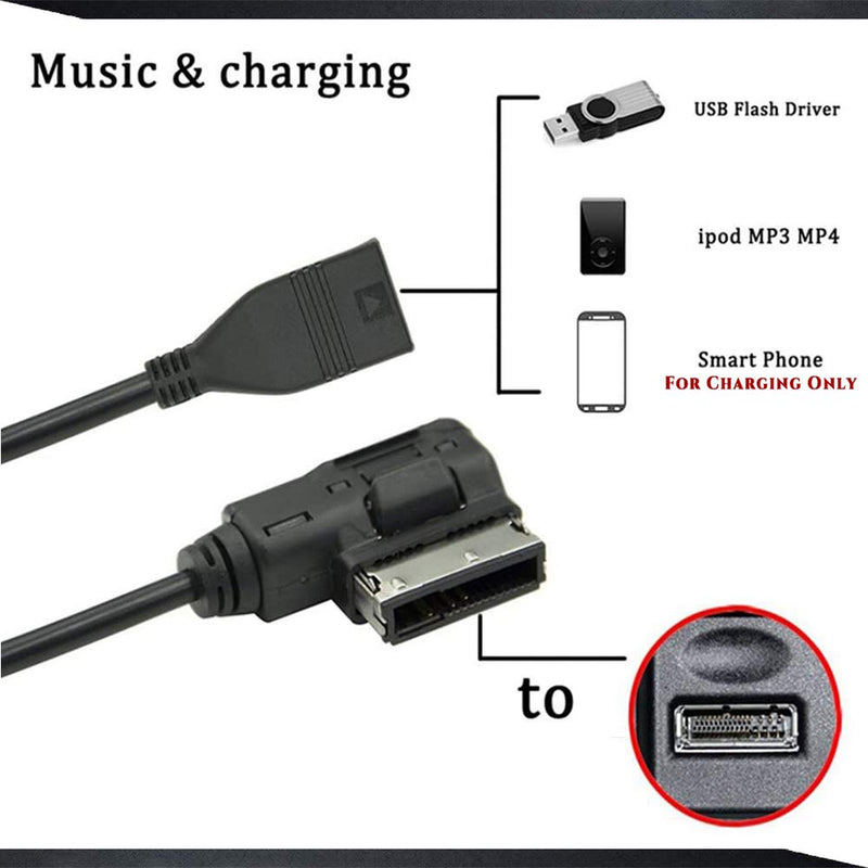 JIMAT Audi AMI MDI MMI to USB AUX, Audio Music Interface AUX-IN MEDIA-IN Audio Cable | Only for Connect USB Flash Stick Music & Phone Charging for AUDI A3 A4 A5 A6 S5 A8 Q7 S4 VW | Not For Phone Music - LeoForward Australia