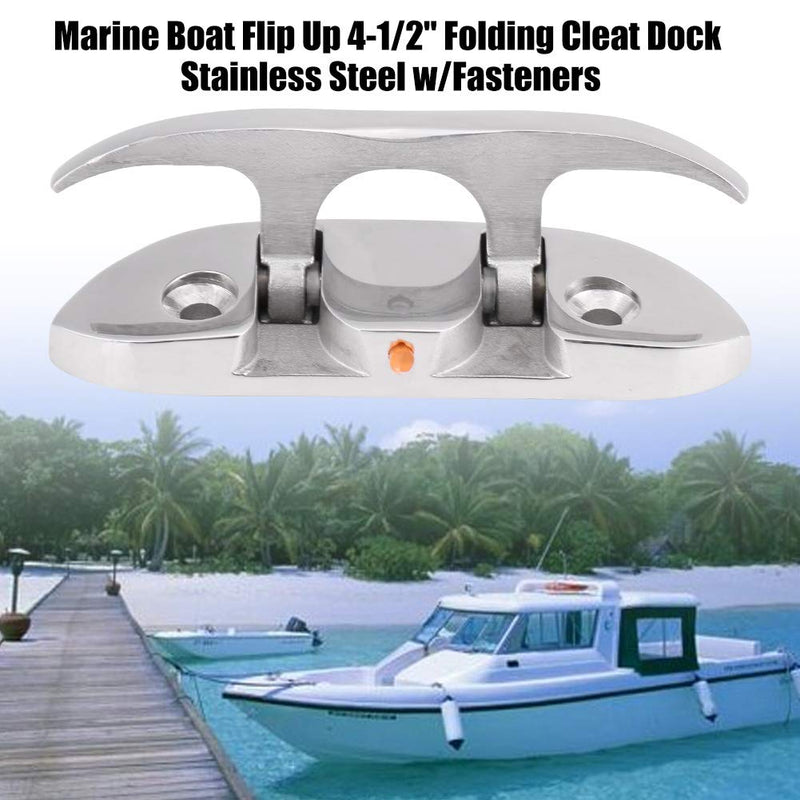  [AUSTRALIA] - Acouto Boat Cleat 4.5inch Marine Boat Flip Up Folding Cleat Dock Cleat Hideaway Boat Cleat 316 Stainless Steel