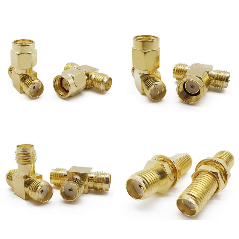  [AUSTRALIA] - ALLiSHOP SMA Connectors kit 18 Type SMA RP-SMA Adapter Plug and Jack Straight and 90° SMA Connector Goldplated Brass RF Coax Connectivity Set for FPV Antennas Radio Baofeng Yaesu IP Camera Project