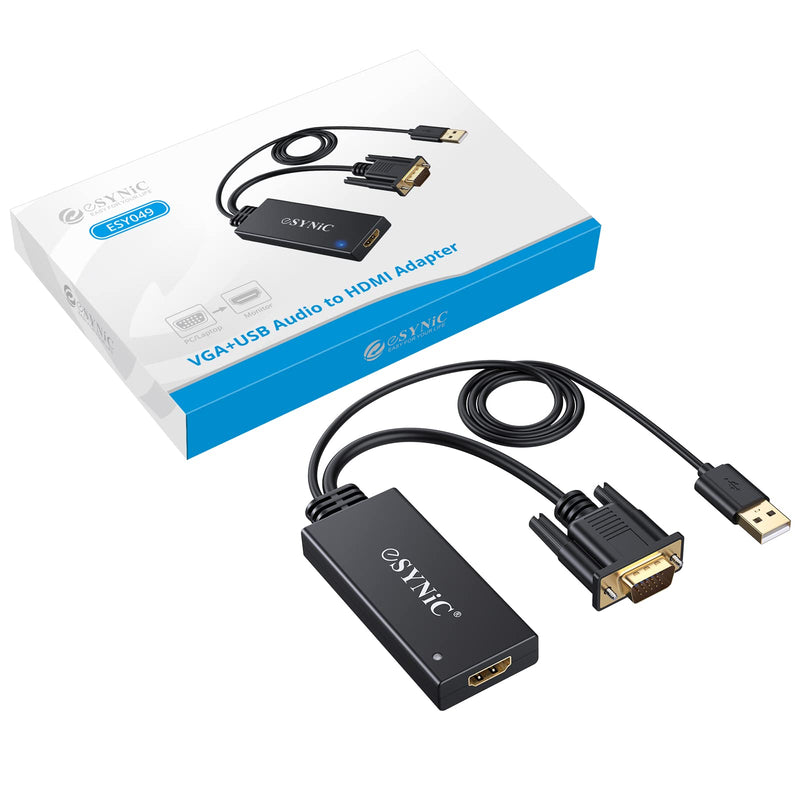  [AUSTRALIA] - eSynic VGA to HDMI Converter Gold Plated VGA to HDMI Out 1080P Audio HD Video Converter Box PC to HDTV Cable Adapter for Computer Desktop Laptop PC DVD from Analogue VGA sVGA to HDTV HD Plasma TV