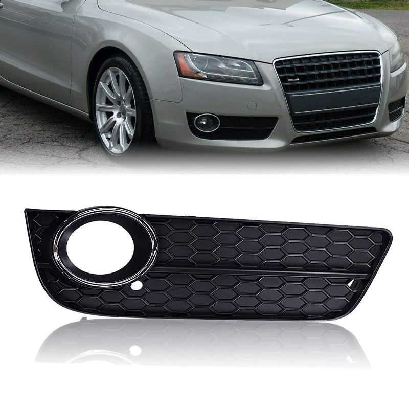  [AUSTRALIA] - runmade Right ABS Plastic Front Lower Bumper Fog Light Grill Honeycomb Grilles W/Chrome Cover Passenger Side Replacement for Audi A5 2008-2011