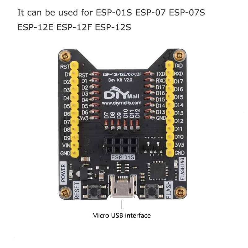  [AUSTRALIA] - Stemedu ESP8266 Test Board Code Burner Flash Downloader ESP8266 ESP-01S Serial WiFi Wireless Transceiver Module for Fixture Board (Pack of 5pcs)