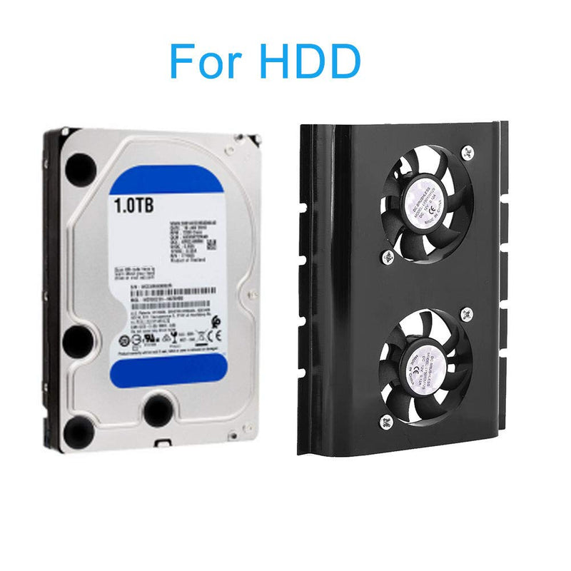  [AUSTRALIA] - ASHATA HDD Dual Fan Cooling Cooler, 3.5" Hard Disk Drive Fan Cooling Cooler Gold Tone, Hard Disk Cooler for HDD with Fast Heat Dissipation, 2 Fans Design(Black) Black