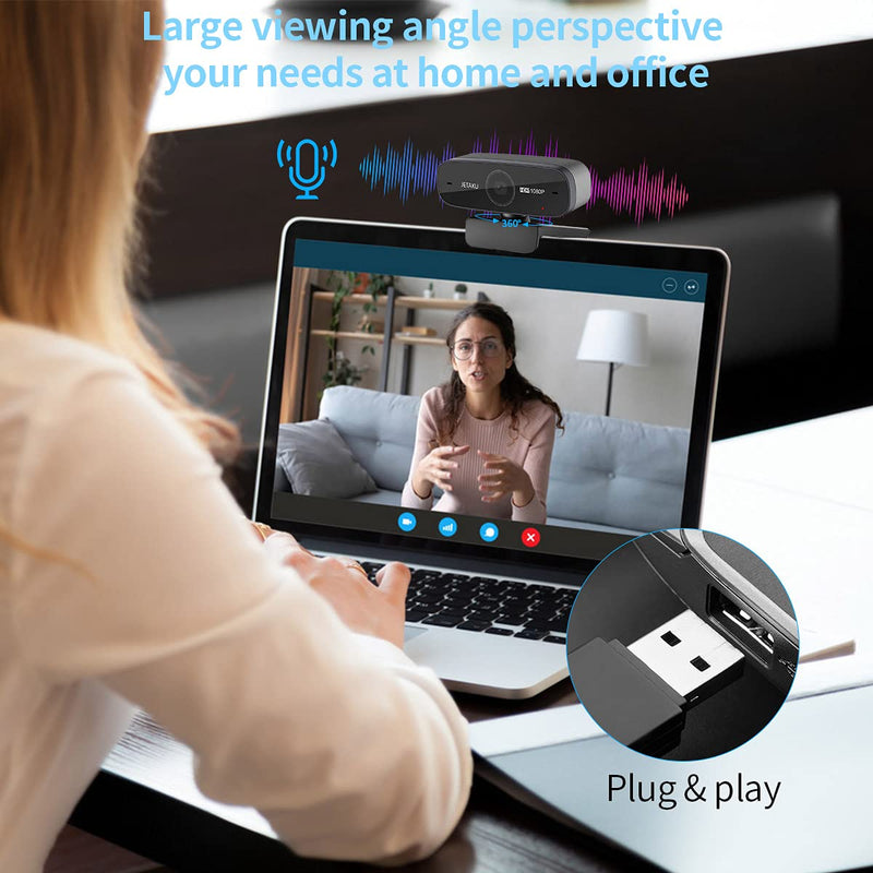  [AUSTRALIA] - Autofocus 60Fps Webcam with Microphone - Adjustable PC Camera for Streaming, Video Calling and Recording JETAKU Full HD Web Camera Plug and Play Compatible with Windows/Android/Google/Mac