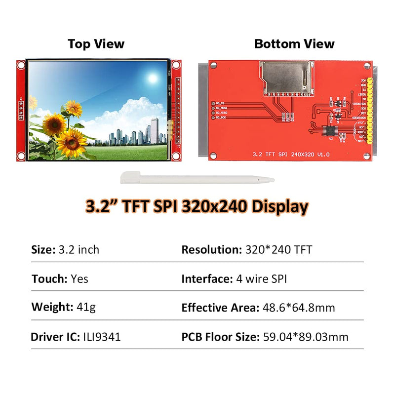  [AUSTRALIA] - Hosyond 3.2 Inches TFT LCD Touch Display Screen Panel 320x240 SPI Serial ILI9341 with Touch Pen Compatible with Arduino R3/Mega Development Board