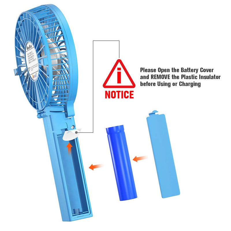  [AUSTRALIA] - VersionTECH. Mini Handheld Fan, USB Desk Fan, Small Personal Portable Table Fan with USB Rechargeable Battery Operated Cooling Folding Electric Fan for Travel Office Room Household Blue