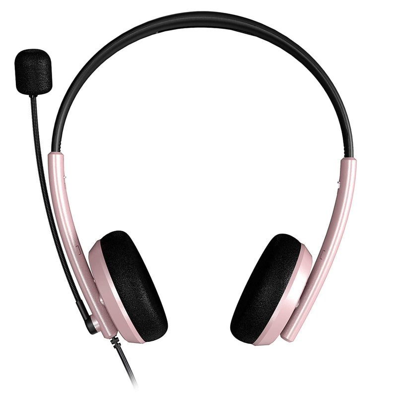  [AUSTRALIA] - Geekria USB Headset with Mic and Mute Option, 3.5MM Wired Headphone for PC, Laptop, Tablet, Computer Headset with Noise Cancelling Microphone, All Day Comfort for Meeting, Call Center (Rose Gold) Rose Gold