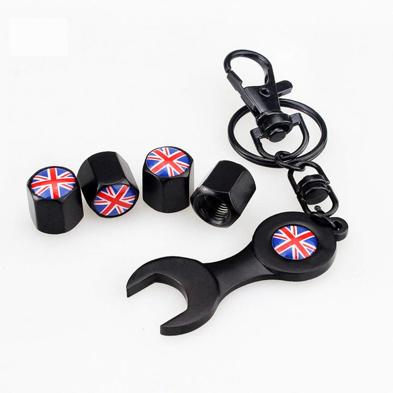 Flypc Mini Cooper Union Jack British Flag with 4pcs Tire Valve Stem Caps +Keychain Set Accessories Decal Parts for BMW Mini Cooper R55 R56 R57 R58 R60 R61 F55 F56 - LeoForward Australia