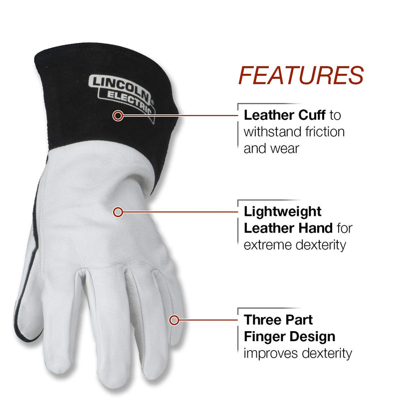  [AUSTRALIA] - Lincoln Electric Grain Leather TIG Welding Gloves | High Dexterity |  Large | K2981-L