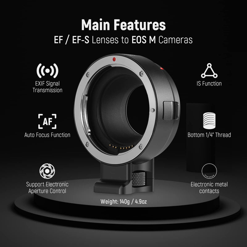  [AUSTRALIA] - NEEWER EF to EOS M Mount Adapter, EF/EF-S Lens to EOS M Camera Autofocus Converter Ring with Removable Tripod Mount, Compatible with Canon EOS M M2 M3 M5 M6 M6 Mark II M10 M50 M50 Mark II M100 M200