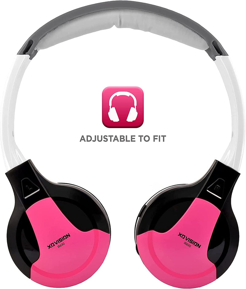  [AUSTRALIA] - XO Vision IR630P Universal IR Wireless Foldable Headphones - Pink Wireless Bluetooth-Enabled Lightweight Portable for iPhone, Car, Kids Wireless Headphones for Universal Car Entertainment System