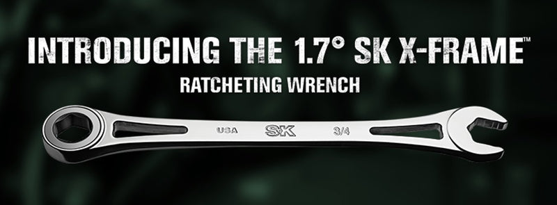 SK Hand Tool 80001 8mm 6 Point X-Frame Metric Combination Ratcheting Wrench, Chrome, 1.7° Arc Swing, 216 Positions, Made in America - LeoForward Australia