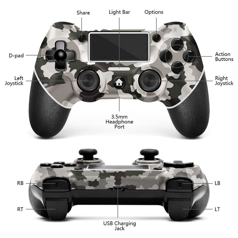  [AUSTRALIA] - AceGamer Wireless Controller for PS4 Gamepad Compatible with PS4/Pro/Slim Double Shock/Touchpad/Headphone Jack/Six-axis Motion Control (Camouflage) Camouflage