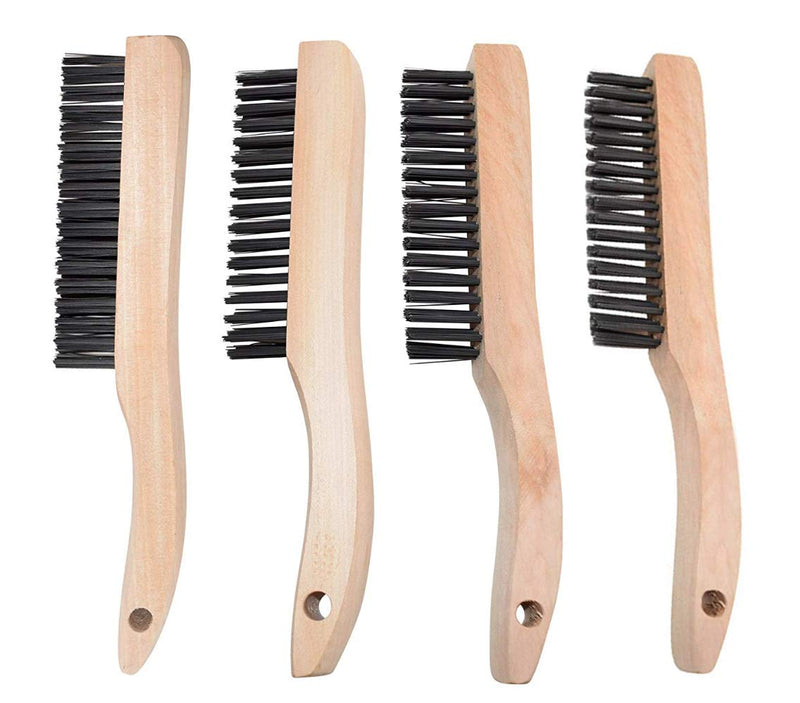  [AUSTRALIA] - 4 Multi-Purpose Shoe Handle Wire Scratch Brushes with Black Oil Tempered Steel by JOUNJIP Brand