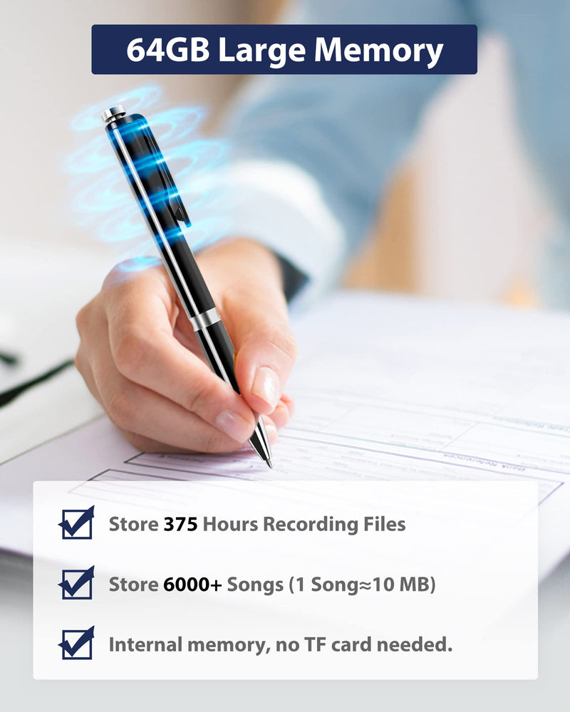  [AUSTRALIA] - 64GB Digital Voice Recorder, XIXITPY Voice Activated Recorder with 375 Hours Recording Storage for Lectures Meetings Classes, Audio Recorder for Portable MP3 Playback 64GB