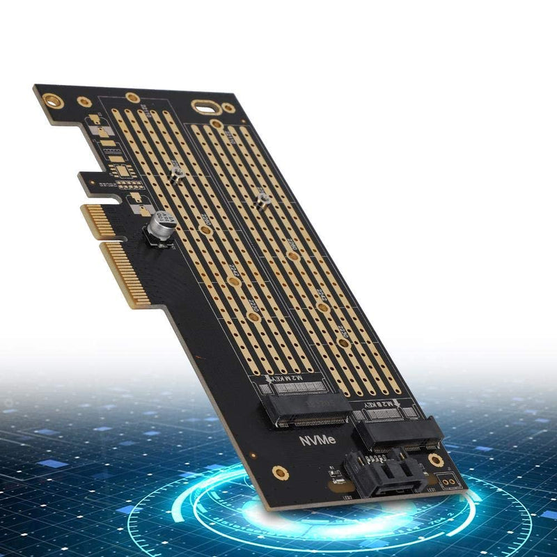  [AUSTRALIA] - PCIE to M.2 SATA NVME Dual Disk Expansion Card , PCI Express to SATA NVMe Expansion Two Discs Card Without Delay Support M.2 SATA and M.2 NVME SSD with LED Work Indicator