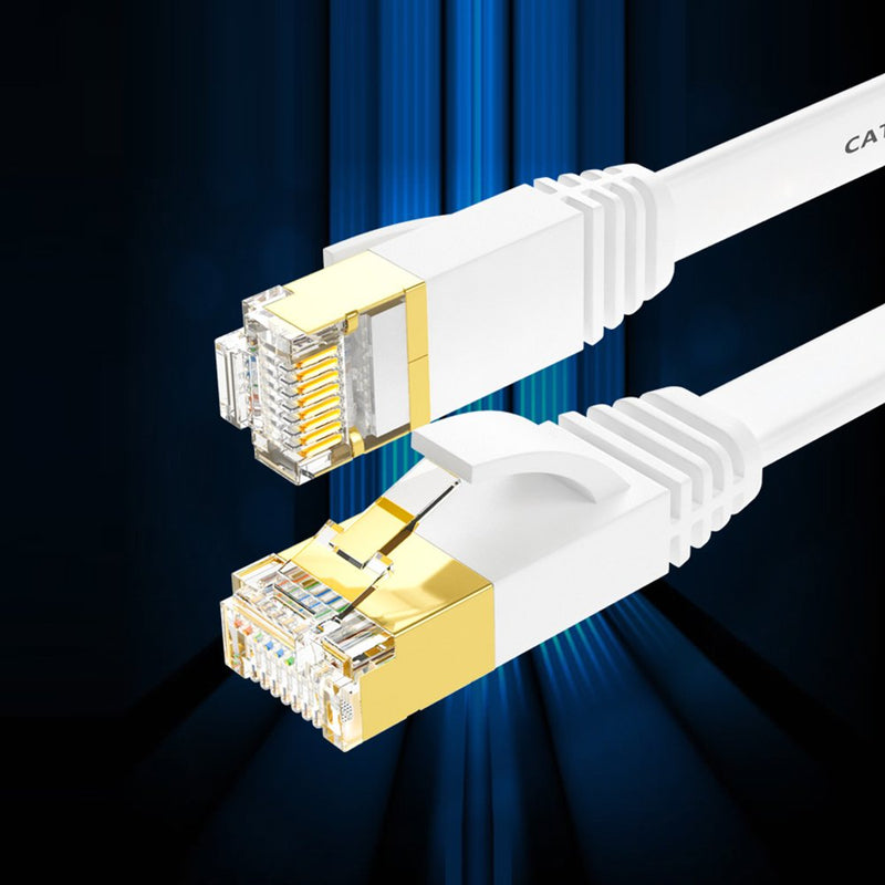  [AUSTRALIA] - Enterest White Ultra Slim Flat Profile Cat 7 Flat Ethernet Cables with High-Speed for Computers/Modem/Smart Televisions/Router/LAN/Printer/MAC/Laptop/Playstation (32.8feet) 32.8feet