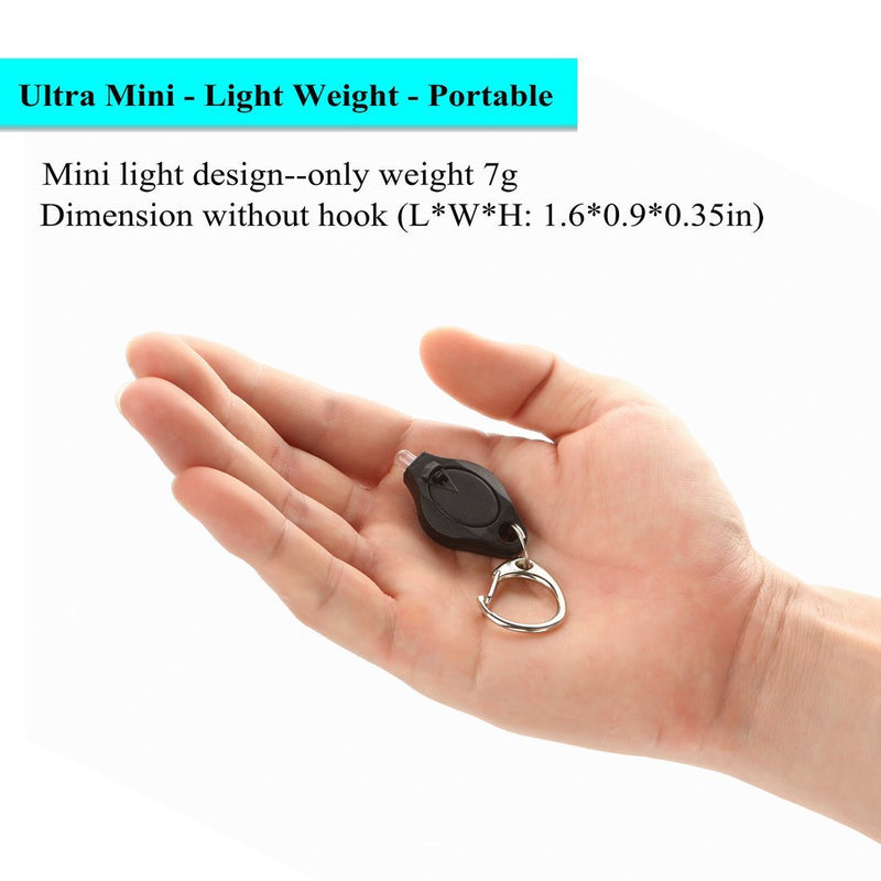 6 Pack Mini LED Flashlight Keychain Ultra Bright Key Ring Light Torch with Hook (Black) Black - LeoForward Australia