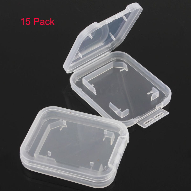 NUOMI 15Pcs SD/SDHC Memory Card Case Holder, Standard SD Plastic Storage Boxes, Clear Compact - LeoForward Australia