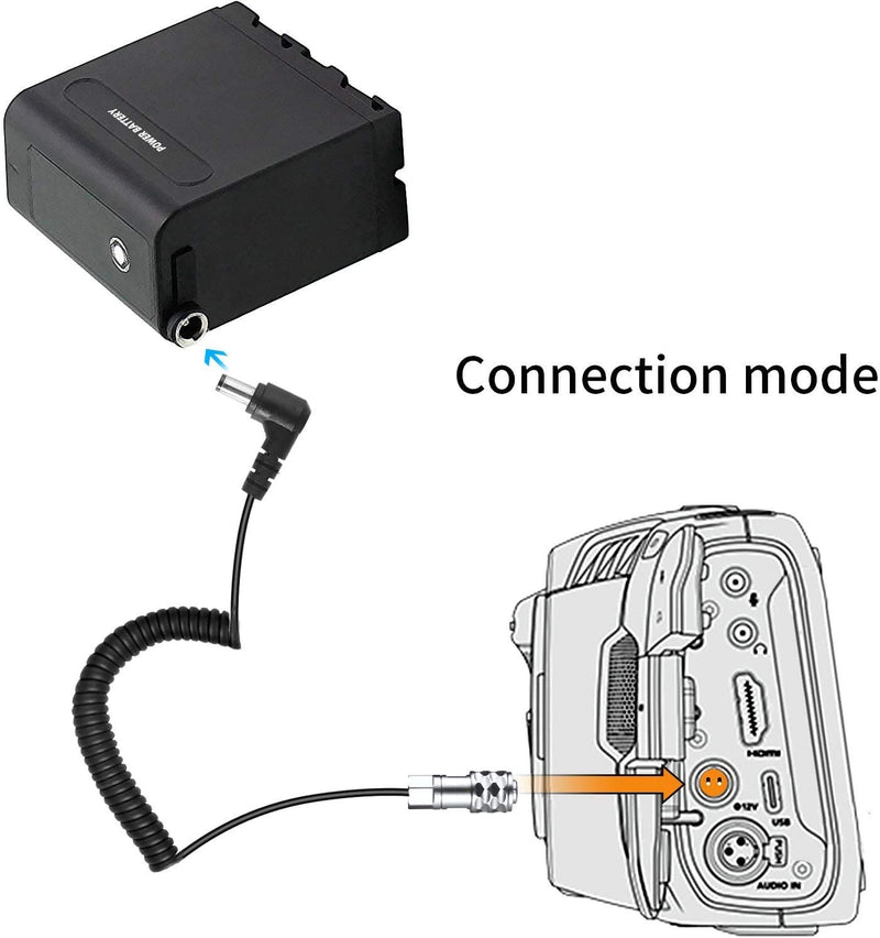  [AUSTRALIA] - Fomito DC to BMPCC 4K/6K Weipu Coiled Power Cable for V-Mount, Gold Mount Battery and NP-F Battery with DC Output Port