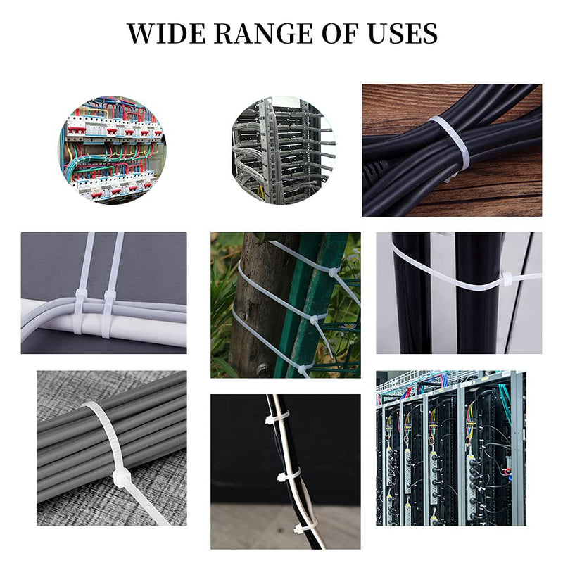  [AUSTRALIA] - M3.6 x 250mm 10 inch Length Cable Zip Ties Premium Plastic Wire Ties with 50 Lbs Tensile Strength, Self Locking, White Nylon Tie Wraps M3.6 x 250mm