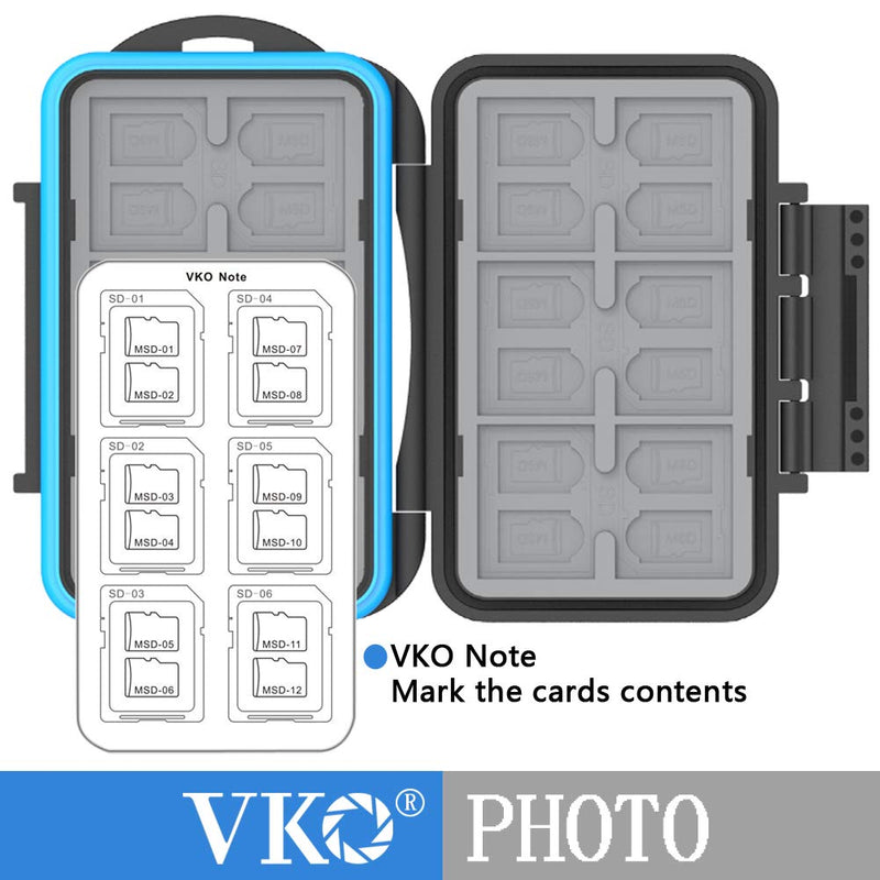 VKO SD SDHC SDXC Micro SD TF Memory Card Case Holder Organizer Carrying Box Keeper,Shockproof Storage Protector Cover for Computer Camera Media 12 SD Cards(36 Slots) - LeoForward Australia