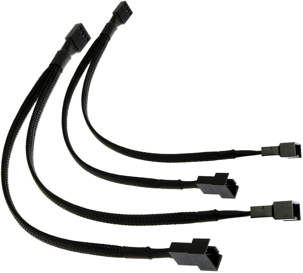  [AUSTRALIA] - TeamProfitcom PWM Fan Splitter Long Adapter Cable Sleeved Braided Black Y Splitter Computer PC 4 Pin Fan Extension Power Adapter Cable 1 to 2 Converter 16 inches (2 Pack)