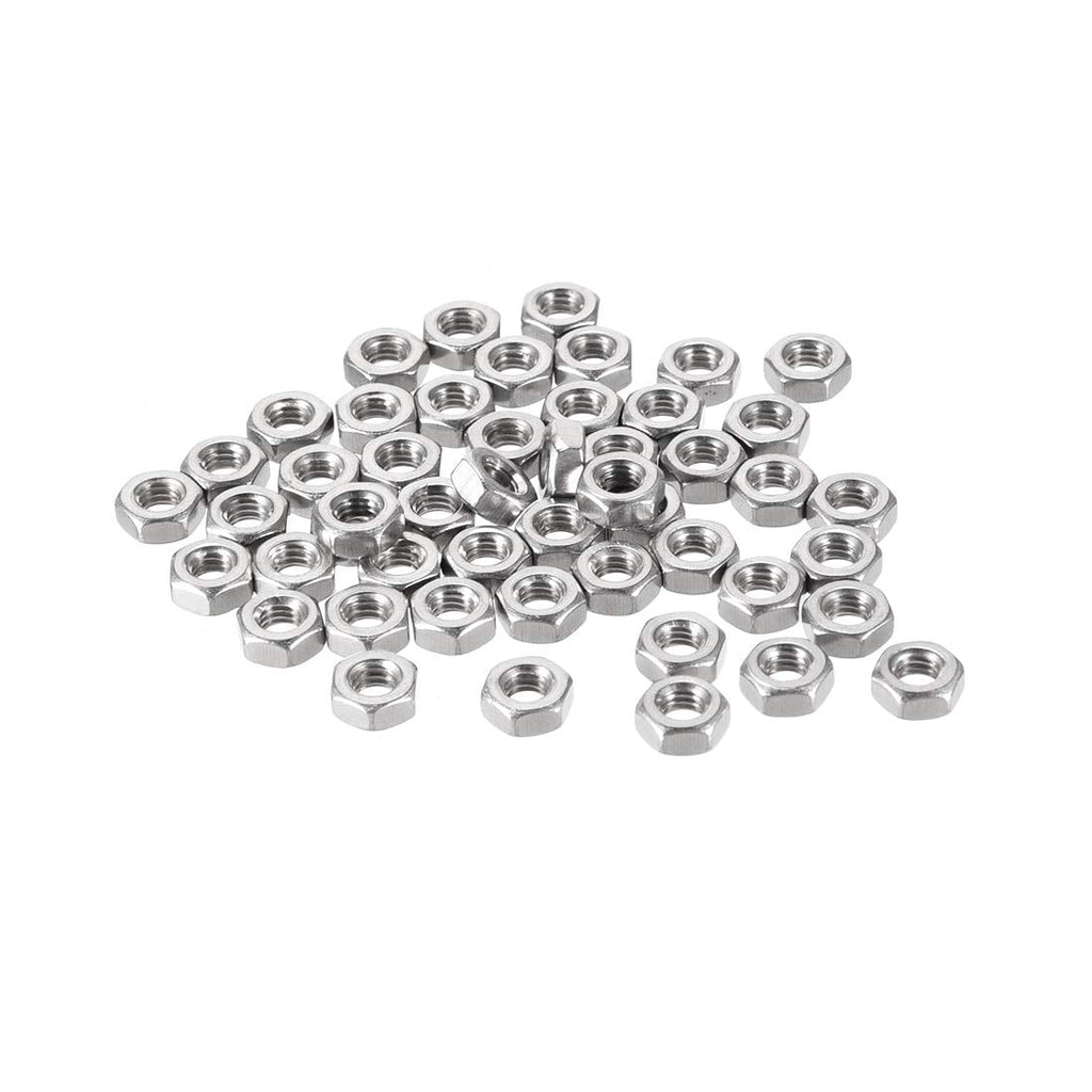  [AUSTRALIA] - uxcell Hex Nuts, M4x0.7mm Metric Coarse Thread Hexagon Nut, Stainless Steel 304, Pack of 50