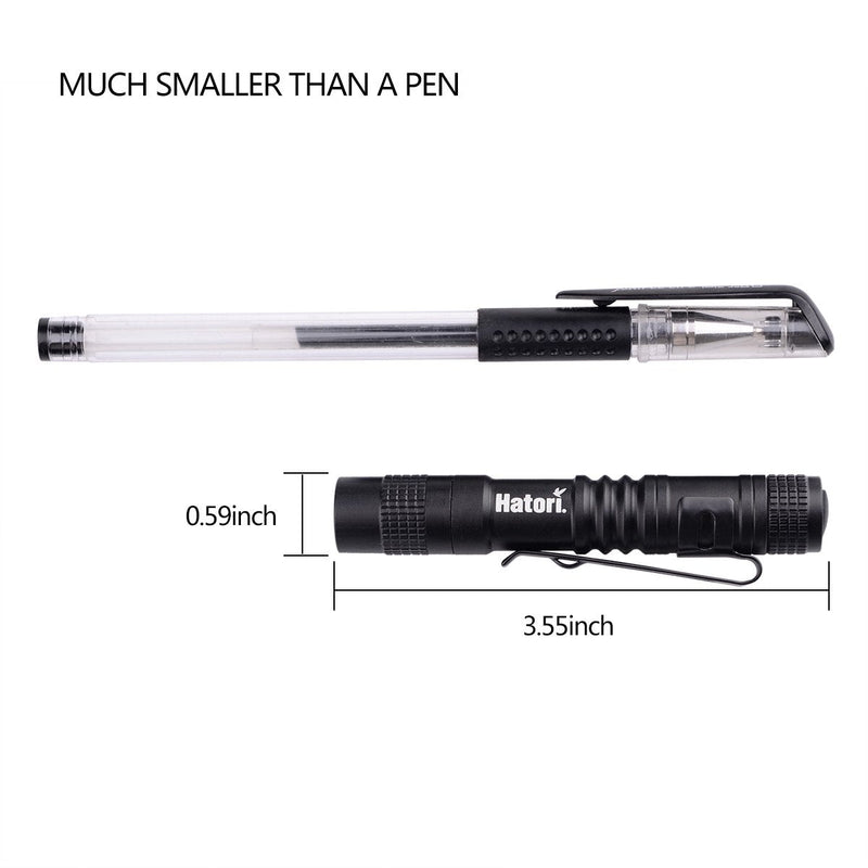  [AUSTRALIA] - Hatori Super Small Mini LED Flashlight Battery-Powered Handheld Pen Light Tactical Pocket Torch with High Lumens for Camping, Outdoor, Emergency, Everyday Flashlights, 3.55 Inch