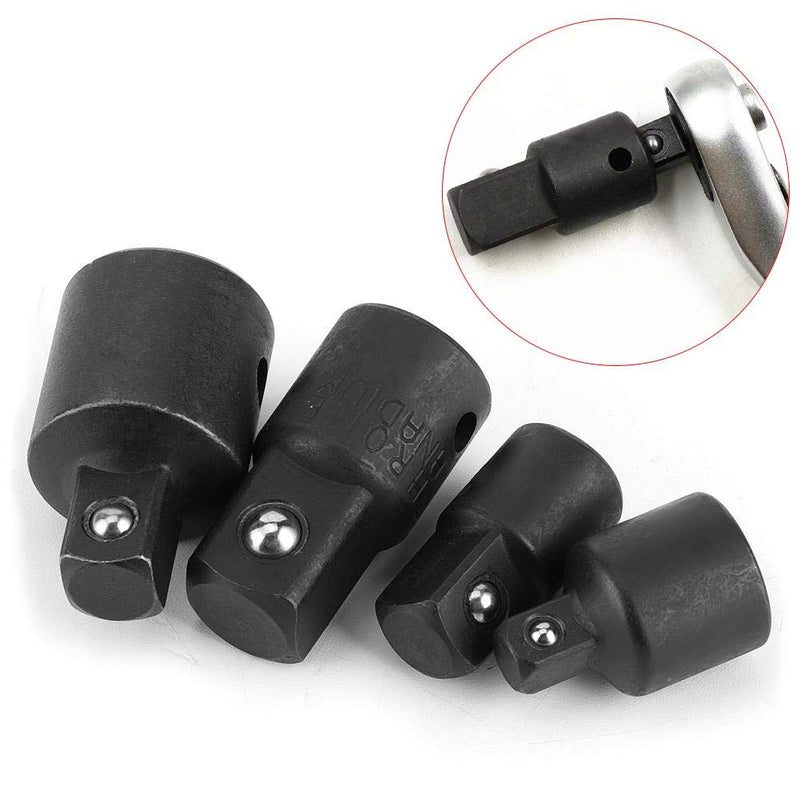 Hand Tool Set,4pcs 1/4in 3/8in 1/2in Electric Wrench Sleeve Adapter Converter Chrome-Vanadium Steel Drive Socket Joint(Black) Black - LeoForward Australia