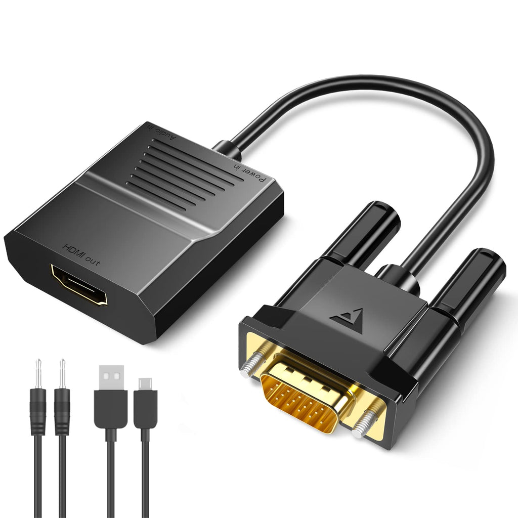  [AUSTRALIA] - VGA to HDMI Adapter with Audio(PC VGA Source Output to TV/Monitor with HDMI Connector),FOINNEX 1080P Male VGA to Female HDMI Cable for Desktop, Laptop, Projector to Monitor, HDTV (1.5FT/0.5M) 0.5M VGA to HDMI Converter