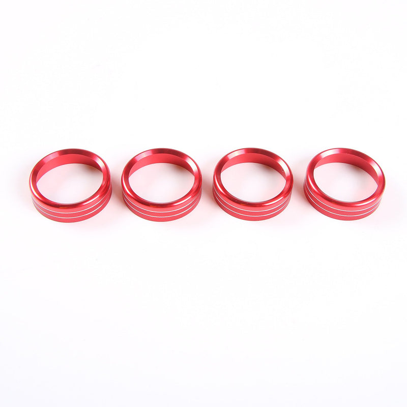  [AUSTRALIA] - Car Interior Accessories Air Conditioner Audio Switch Decorative Ring Button Cover for Ford F150 2016 2017 XLT (4pcs-Red)