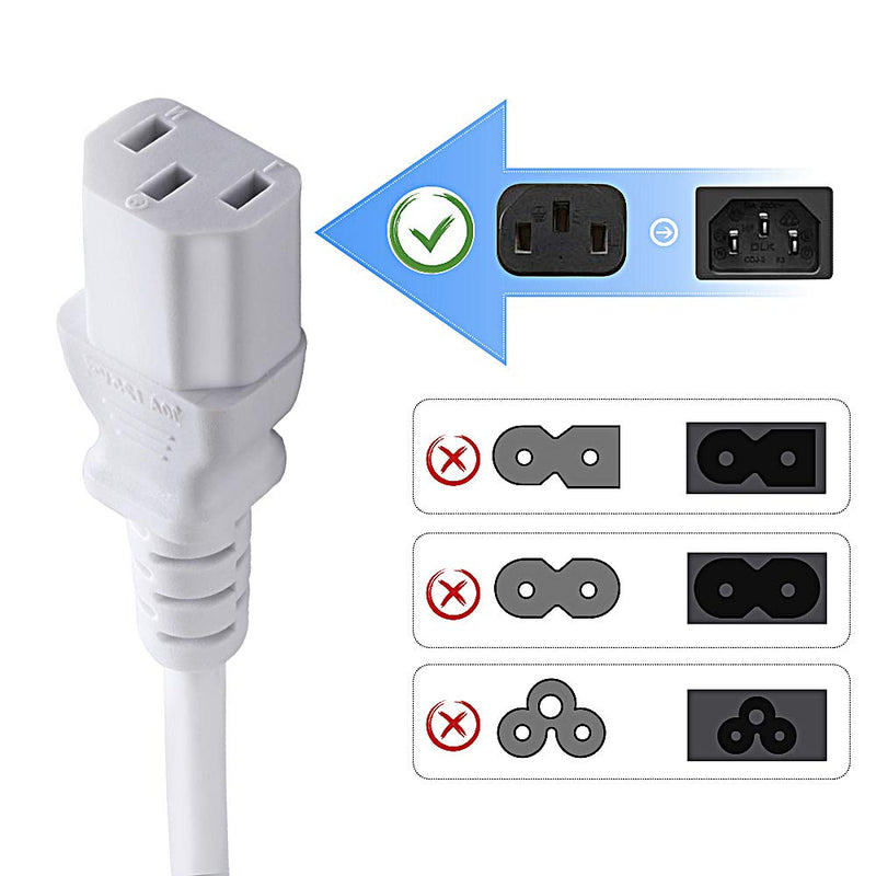 White AC Power Cord Cable Replacement for Computer Plasma TV Printer Monitor - LeoForward Australia