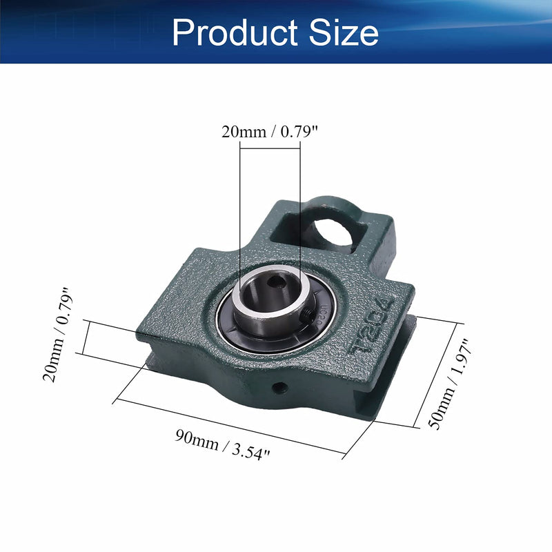  [AUSTRALIA] - Bettomshin 1Pcs Flanged Pillow Block Bearing, 20mm ID TUC204 Bearing Steel Flange Mounted Bearing 2 Bolts Flange Cast Hosing