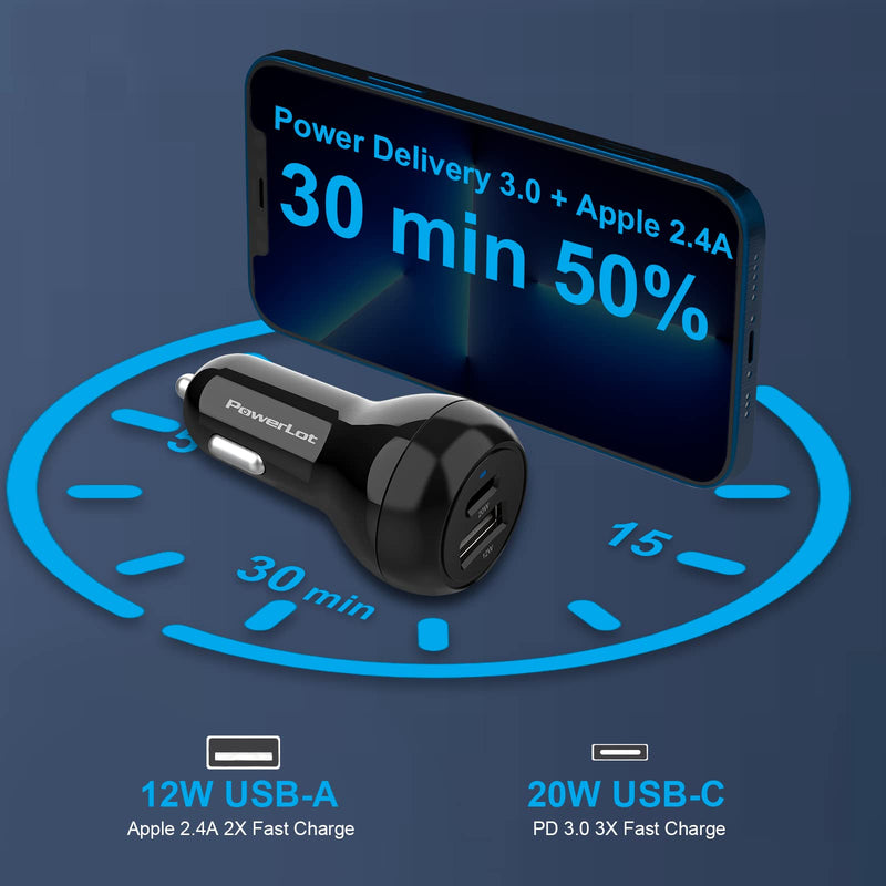  [AUSTRALIA] - USB C Car Charger, Dual-Port 32W Car Charger Adapter 20W USB C & 12W USB A Port Cigarette Lighter Adapter Car Charger for iPhone 13, 13mini, 13 Pro, 13 Pro Max, iPhone 12, 12 Mini, 12 Pro, 12 Pro Max