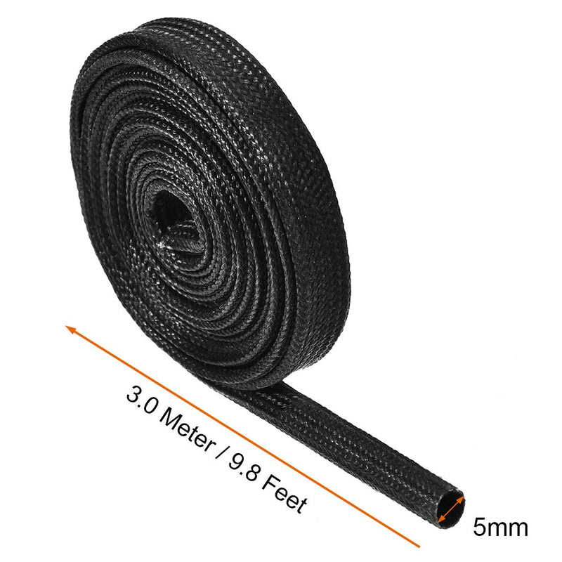  [AUSTRALIA] - uxcell Insulation Braid Sleeve, 9.8Ft-5mm High TEMP Silicone Fiberglass Sleeve Black 5MM