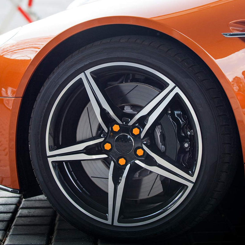  [AUSTRALIA] - X AUTOHAUX 20pcs 19mm Universal Orange Silicone Car Wheel Nut Lug Hub Screw Rim Bolt Covers Dust Protection Tyres Screw Caps