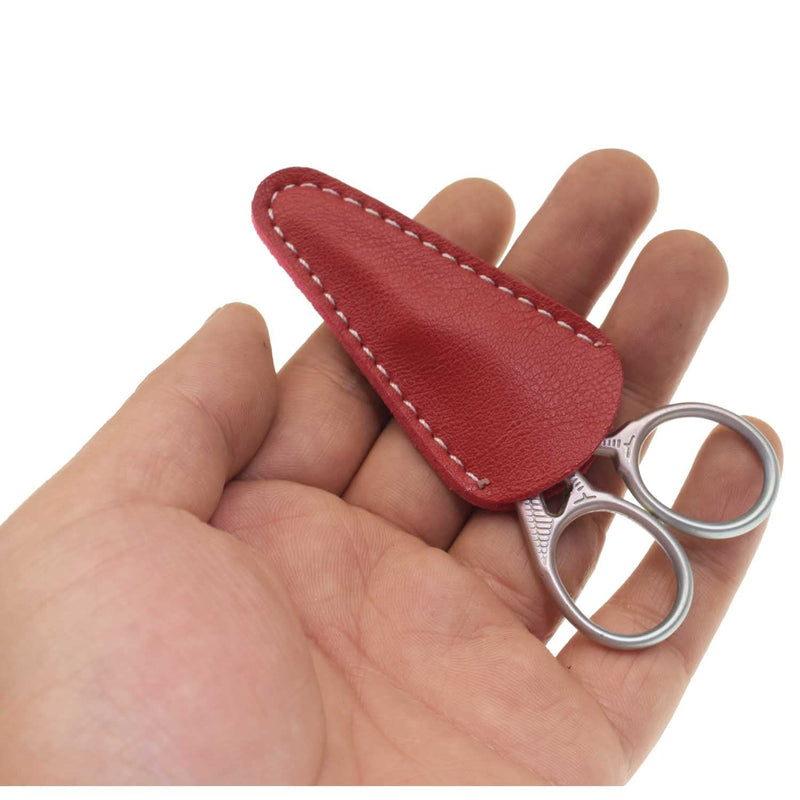  [AUSTRALIA] - 6 Pieces Scissors Sheath Safety Leather Scissors Cover Protector Colorful Sewing Scissor Sheath Portable Eyebrow Trimming Beauty Tool Protection Cover Collect Bags (Coffee, Red and Yellow Brown)