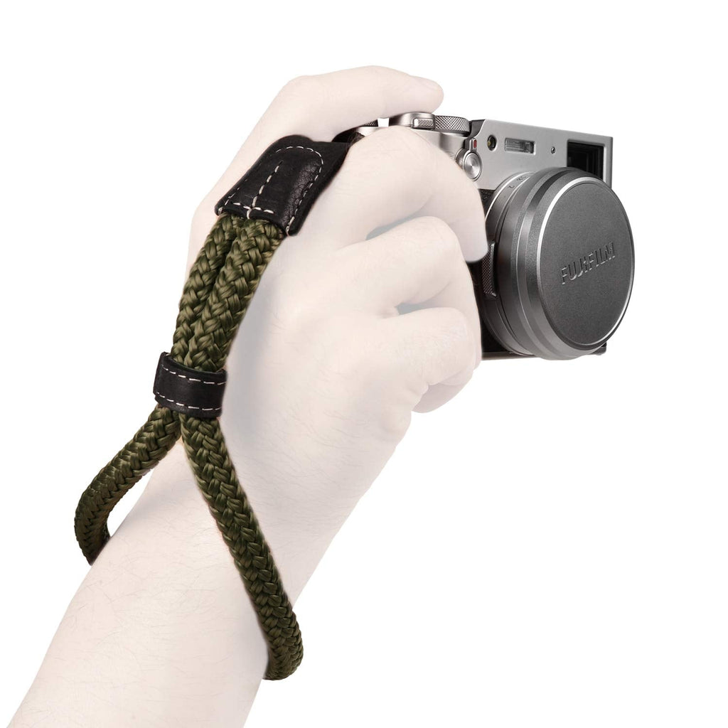  [AUSTRALIA] - MegaGear MG936 Cotton Camera Hand Wrist StrapComfort Padding, Security for All Cameras (, Small23cm/9inc), Green