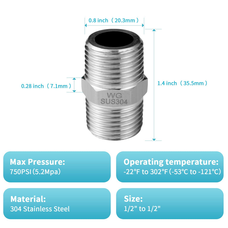  [AUSTRALIA] - OFFO Shower Hose Extension Connector 1 Pcs, 1/2 to 1/2 Shower Hose Extender Fitting Shower Hose Extra Long Joint, Used to Connect Two Hoses, Solid Stainless Steel 1/2 male to 1/2 male