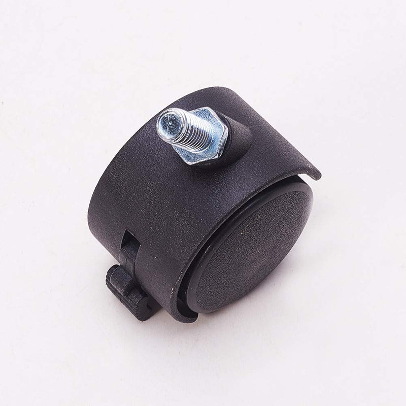  [AUSTRALIA] - MroMax 1.57 inch Wheel Dia PP Swivel Caster Wheels Plastic 360 Degree 8mm x 15mm Threaded Stem Caster Twin Wheel 40mm for Office Chair Commodity Shelf Black Tone with Brake 4Pcs Thread: diameter 8mm+ length 15mm