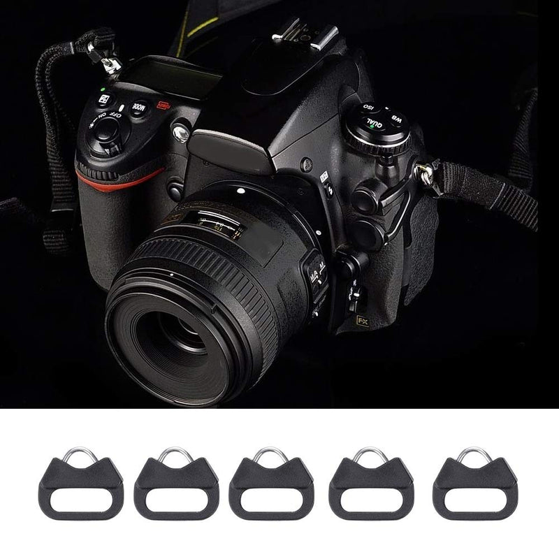  [AUSTRALIA] - Acouto Lug Ring Camera Strap Triangle Split Ring Alloy Hook and Plastic Cap 5pcs Camera Shoulder Strap Triangle Split Ring Adapters for Camera with Round Eyelet