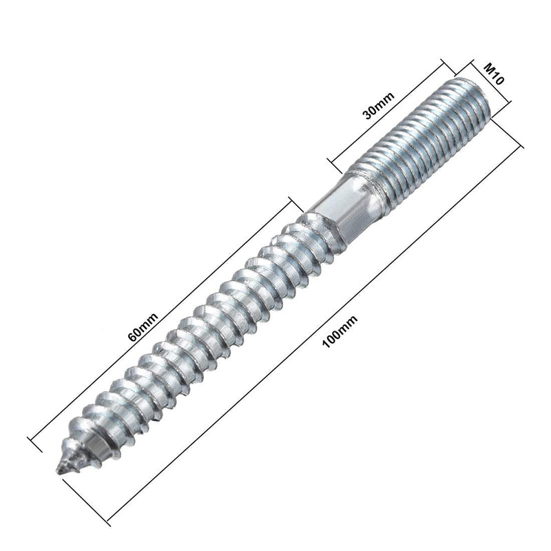  [AUSTRALIA] - uxcell M10 Hanger Bolts Length 4"(100mm) Double Headed Bolts Self-Tapping Screw 10mm Wood Joint Furniture Legs 8pcs M10x100mm