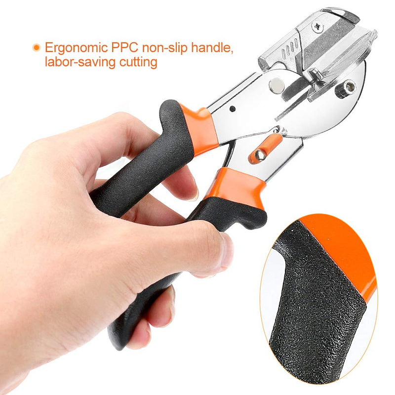  [AUSTRALIA] - Multi Angle Miter Shear Cutter, Jhua 8'' Multifunctional Trunking Shears Hand Tools 45 Degree To 135 Degree Miter Shears Cutting Tool with 10 Spare Blades for Cutting Chamfer, Soft Wood, Plastic, PVC