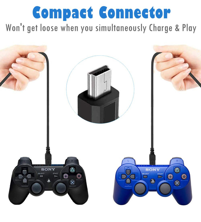  [AUSTRALIA] - 2 Pack 10ft PS3 Controller Charging Cable, USB 2.0 Type A to Mini B Cable Sync Cord for Sony Playstation 3 PS3/ PS3 Slim/PS Move Controllers, Cell Phones, Digital Cameras, TI-84 Plus CE etc