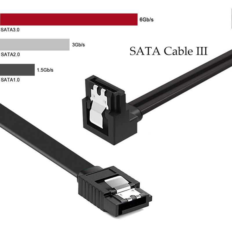  [AUSTRALIA] - DaFuRui 12-Pack 90 Degree Right Angle Cable Matters Straight SATA Cable Black III 6.0 Gbps SATA Cable Cable Pack - 16 Inches 12-Pack 90° Black