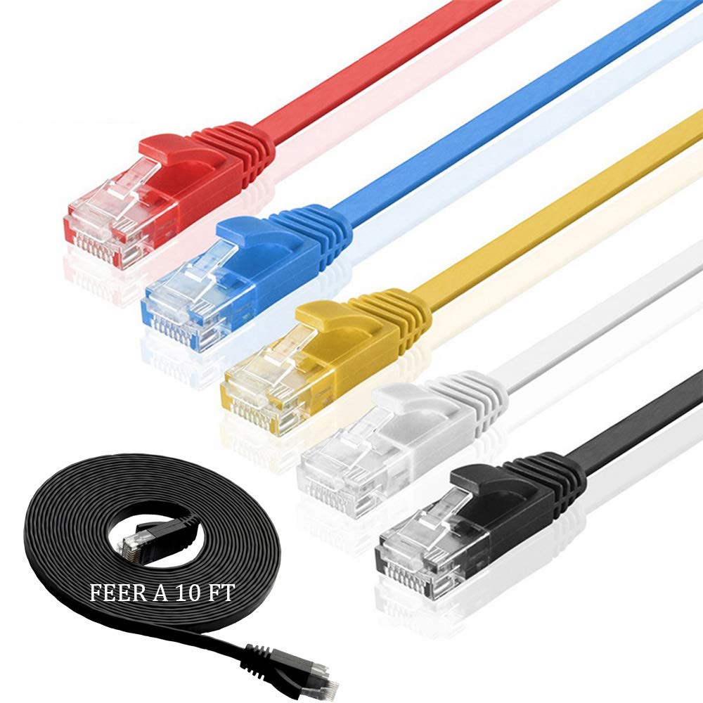  [AUSTRALIA] - Cat 6 Ethernet Cable(Mixed Color 5 Pack) Cat6 Internet Network Cable Flat,Ethernet Patch Cables Short,Computer LAN Cable with Snagless RJ45 Connectors 3 Ft